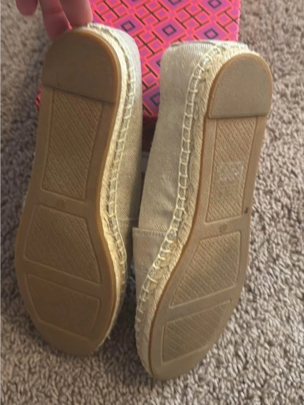 Tory Burch Metallic Gold Canvas Espadrille Flats